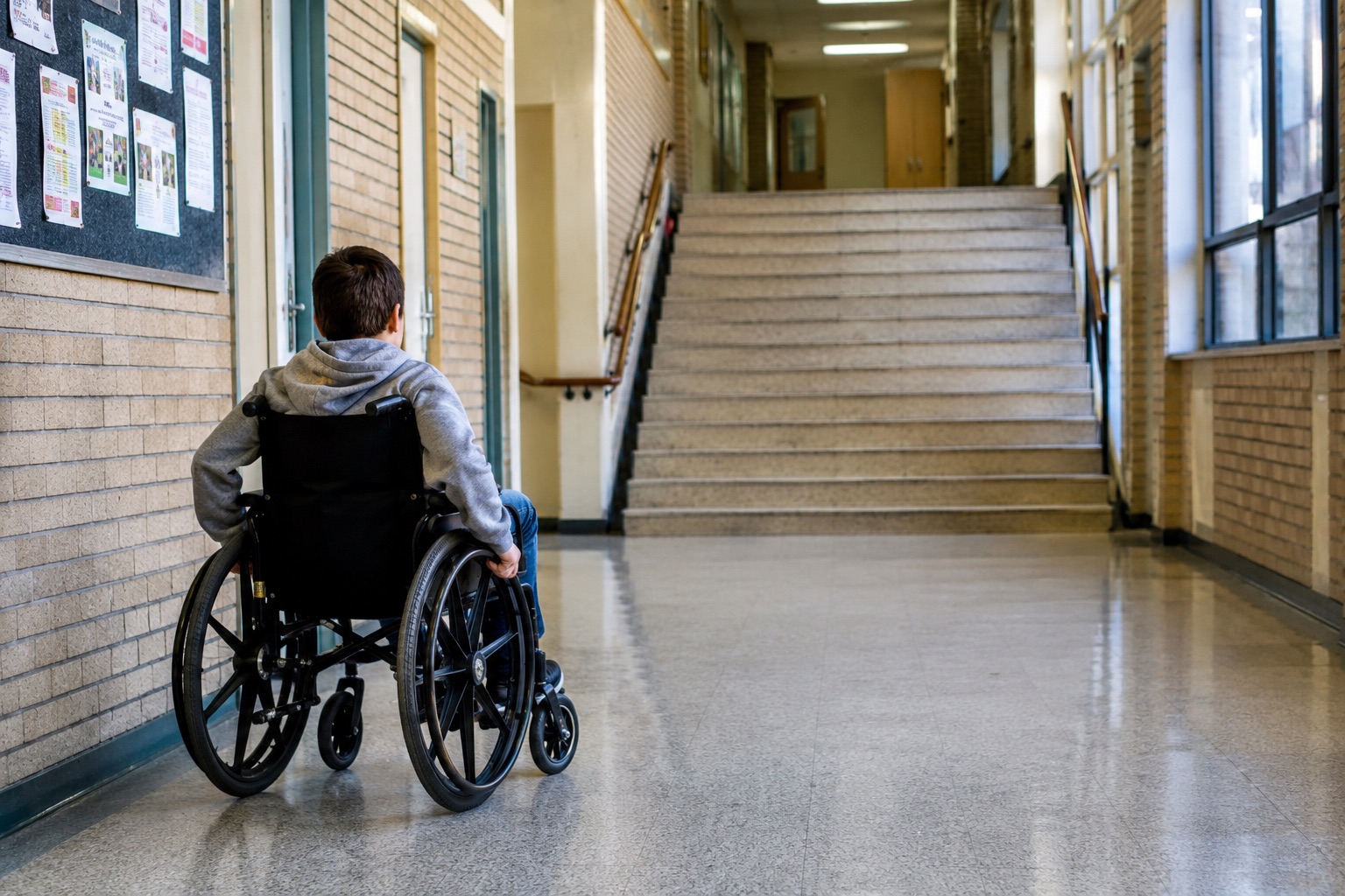 Scuole e disabilità, l’Italia resta divisa: al Sud solo il 36,5% degli edifici a più piani ha ascensori o montascale