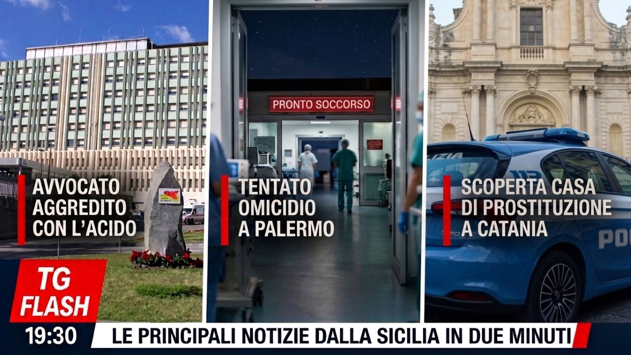 Parla l’avvocato aggredito con l’acido, tentato omicidio a Palermo. Scoperta una casa di prostituzione a Catania | TG Flash 19:30