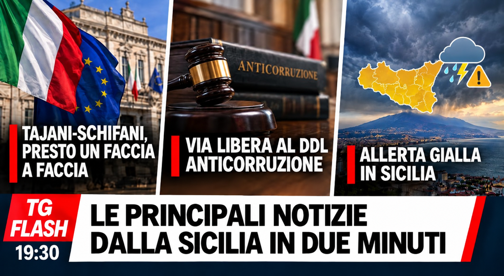 Tajani-Schifani, presto un faccia a faccia. Via libera al ddl anticorruzione e allerta gialla in Sicilia | TG Flash 19:30