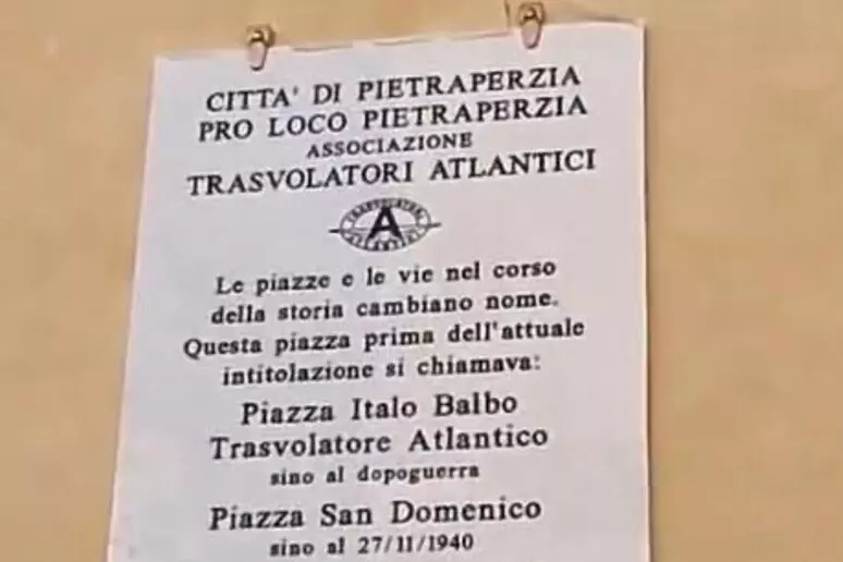 Pietraperzia, i cittadini insorgono per la lapide intitolata a Italo Balbo in piazza Matteotti