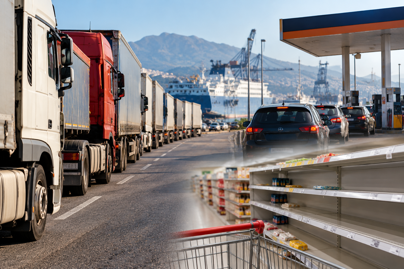 Blocco dei Tir in Sicilia, primi effetti dopo quattro giorni: scaffali vuoti e code ai distributori