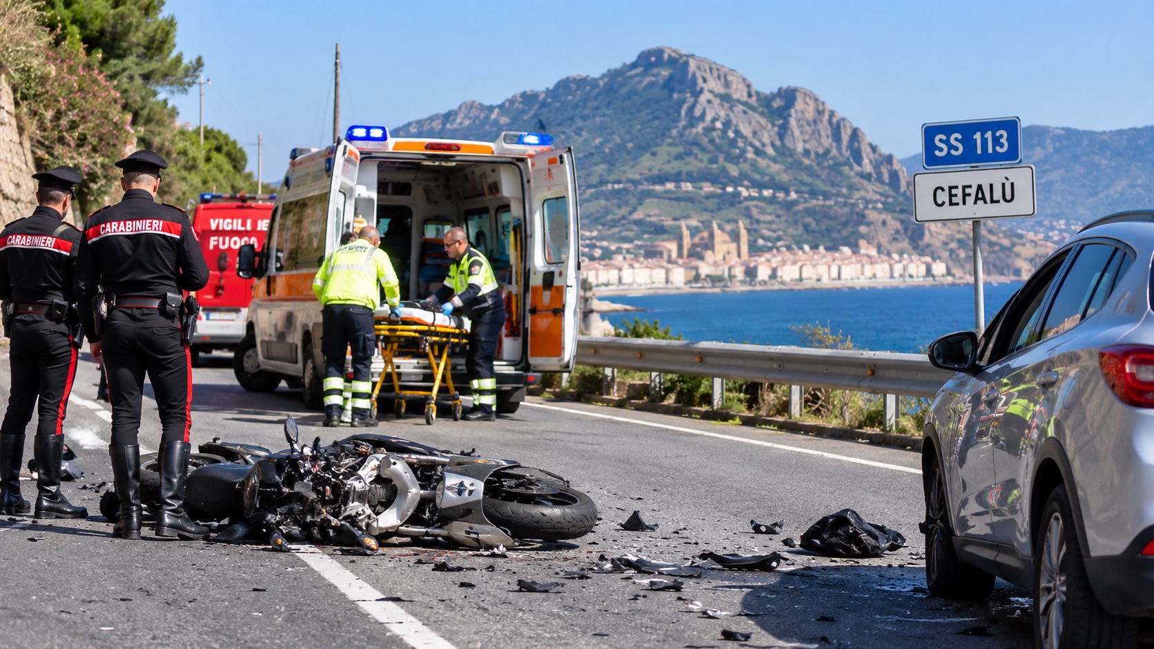 Tragico incidente sulla Statale 113 a Cefalù: motociclista di 38 anni perde la vita, un altro ferito