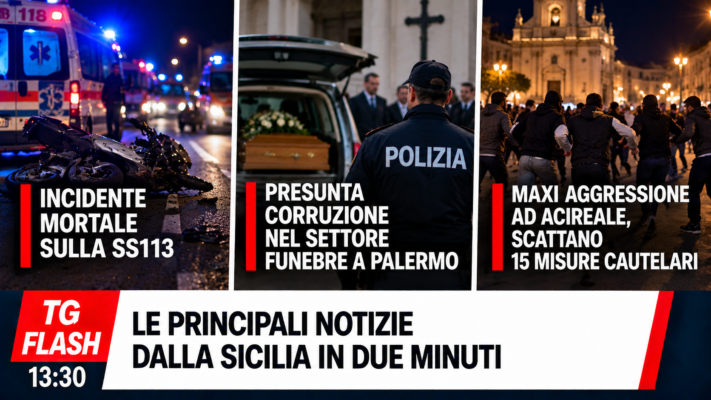 Incidente mortale sulla SS113, corruzione nel settore funebre a Palermo e maxi aggressione ad Acireale | TG Flash 13:30
