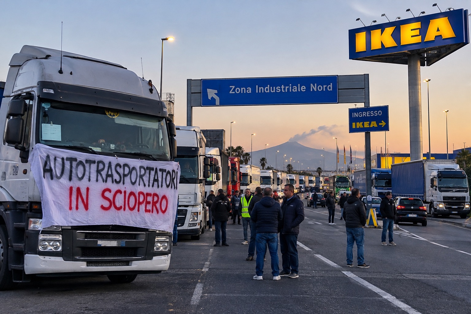 Partito lo sciopero degli autotrasportatori: alla Zona Industriale Nord di Catania camion fermi e blocchi