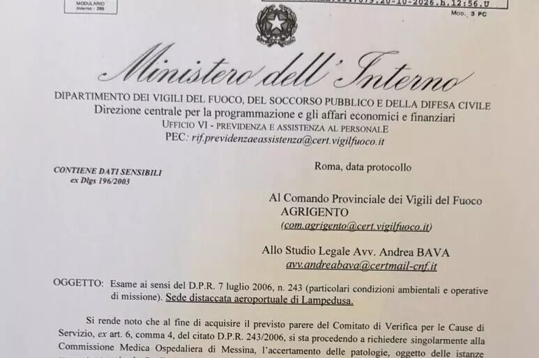 Lampedusa, casi di tumore tra i pompieri: il Viminale chiede verifiche alla commissione medica