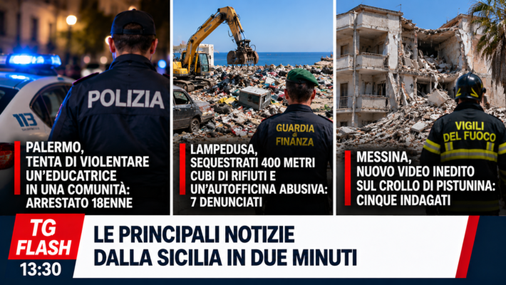 Tentata violenza sessuale a Palermo, maxi sequestro a Lampedusa e nuovo video sul crollo di Pistunina | TG Flash 13:30