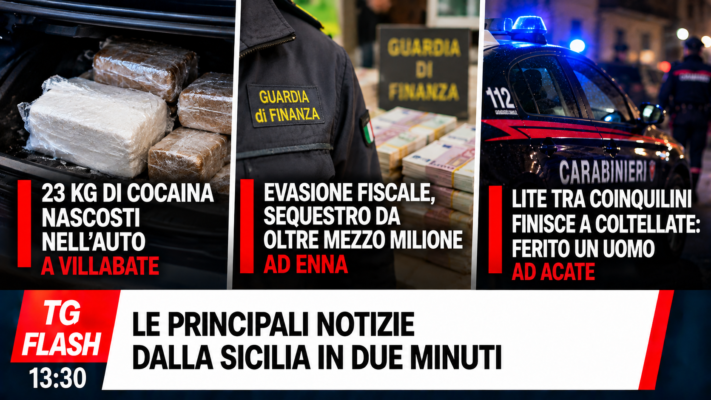 Cocaina per 2,3 milioni a Villabate, maxi evasione a Enna e lite a coltellate ad Acate | TG Flash 13:30