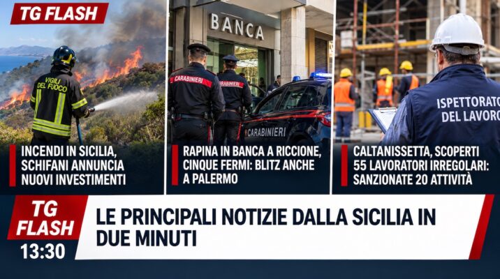 Nuovi investimenti per incendi in Sicilia, rapina in banca. Lavoratori irregolari a Caltanissetta | TG Flash 13:30