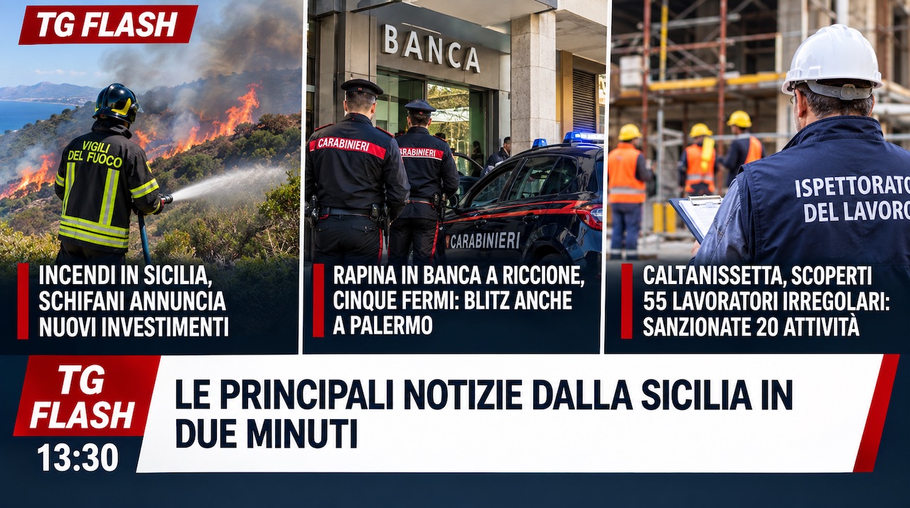 Nuovi investimenti per incendi in Sicilia, rapina in banca. Lavoratori irregolari a Caltanissetta | TG Flash 13:30