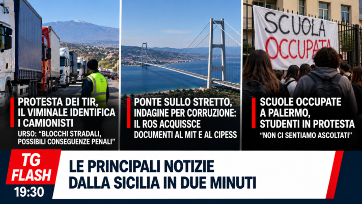 Interviene il Viminale sulla protesta Tir, indagine per corruzione sul Ponte. Scuole occupate a Palermo | TG Flash 19:30