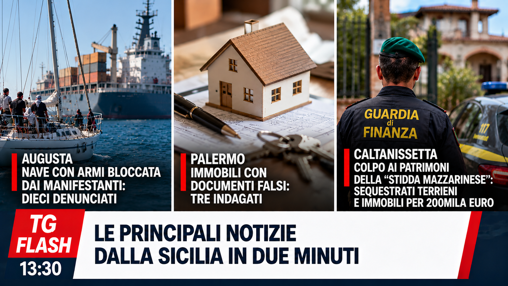 Nave con armi bloccata ad Augusta, truffa sugli immobili a Palermo e colpo alla “stidda mazzarinese” | TG Flash 13:30