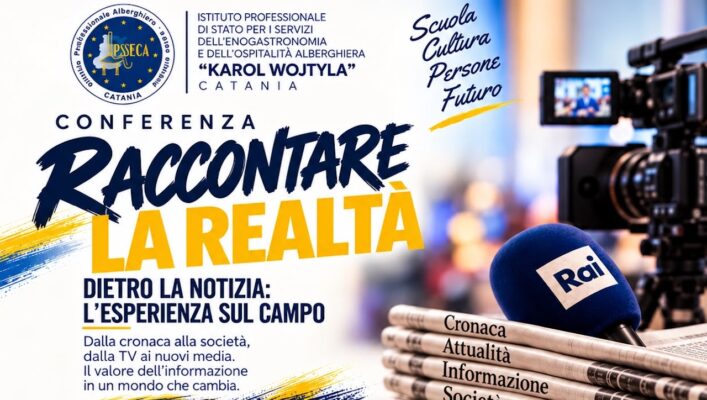 Catania, “Raccontare la realtà”: il giornalista Rai Giuseppe La Venia incontra gli studenti dell’Istituto Alberghiero “Karol Wojtyla”