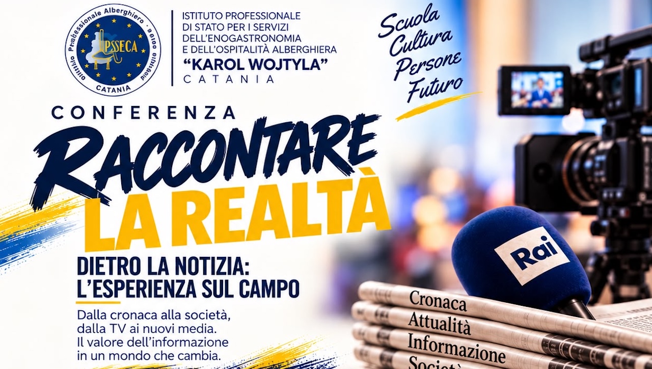 Catania, “Raccontare la realtà”: il giornalista Rai Giuseppe La Venia incontra gli studenti dell’Istituto Alberghiero “Karol Wojtyla”