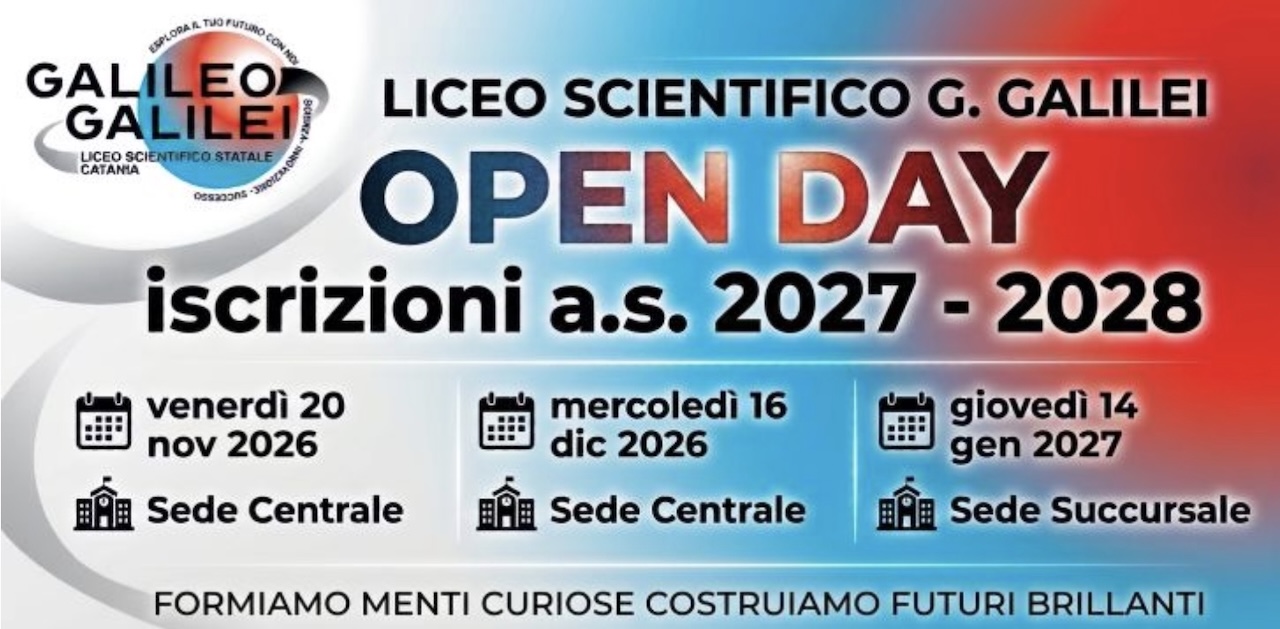 Catania, il Liceo “Galilei” ti aspetta: Open Day e minicorsi per le iscrizioni 2027-2028