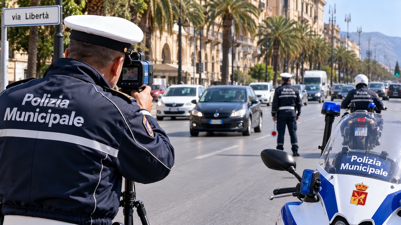 Palermo, raffica di multe sulle strade: oltre 900 violazioni tra eccesso di velocità, soste selvagge e cellulari alla guida